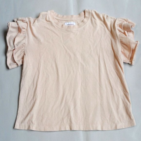 New$215 CURRENT/ELLIOTT THE CARINA RUFFLE-TRIMMED COTTON-JERSEY TOP Tee 2 - Picture 5 of 13